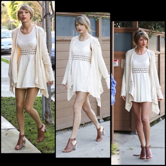 Free People Tibetian Red Daisy Lace Cutout Fit & Flare Skater Dress Taylor Swift - Picture 4 of 16
